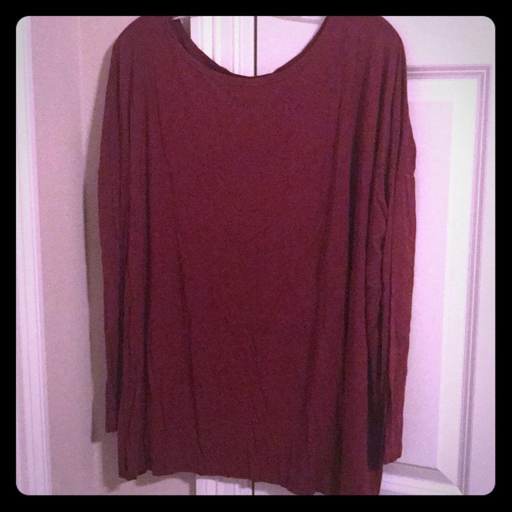 Burgundy L/S Piko top